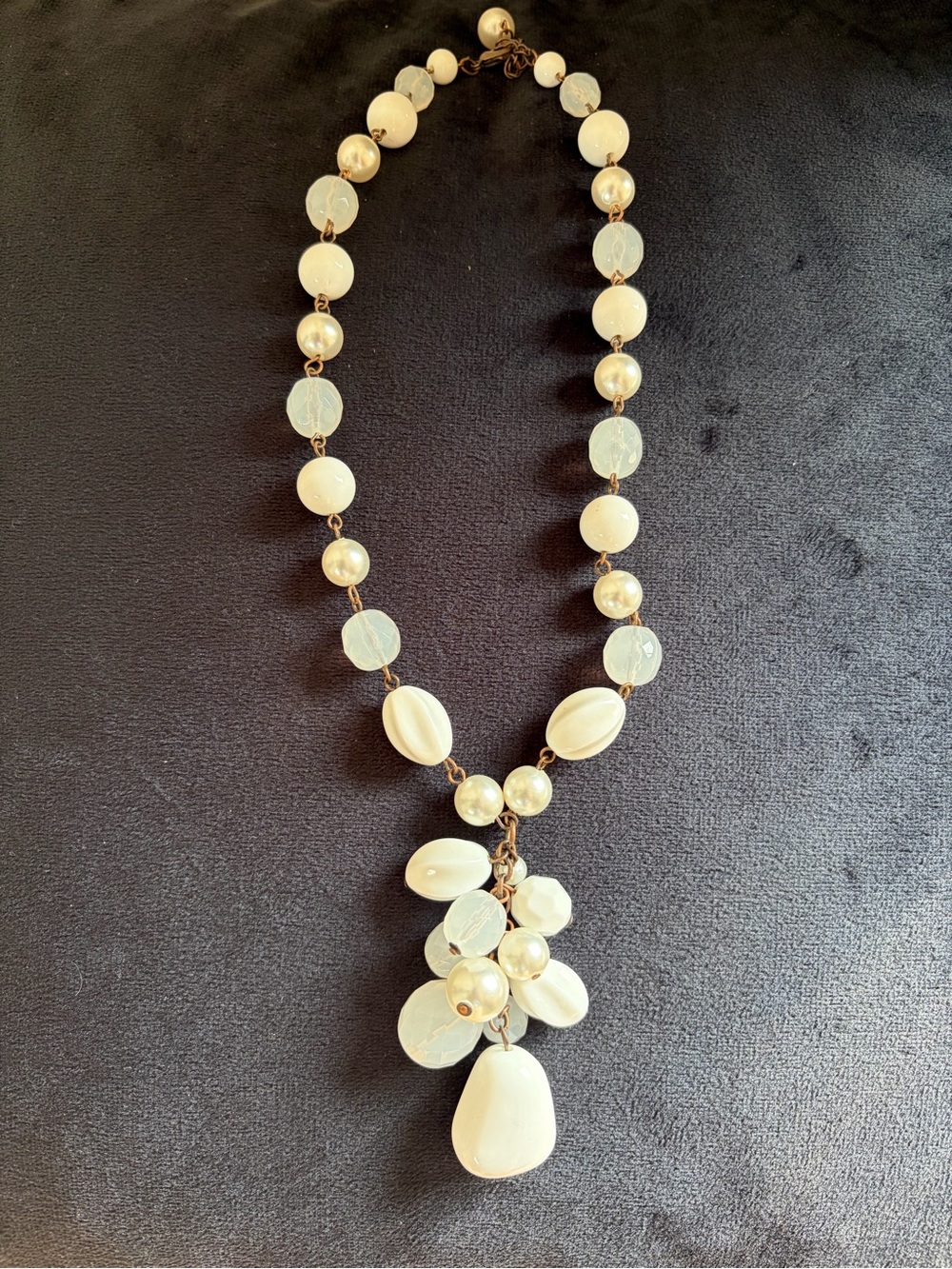 Elegant Ivory Bead Cluster Necklace - Women Jewelry